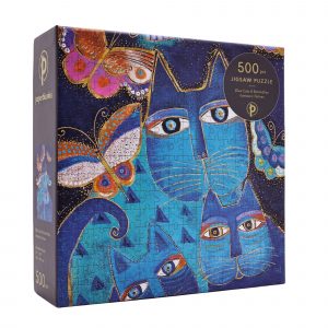 Katzen in Blau mit Schmetterlingen